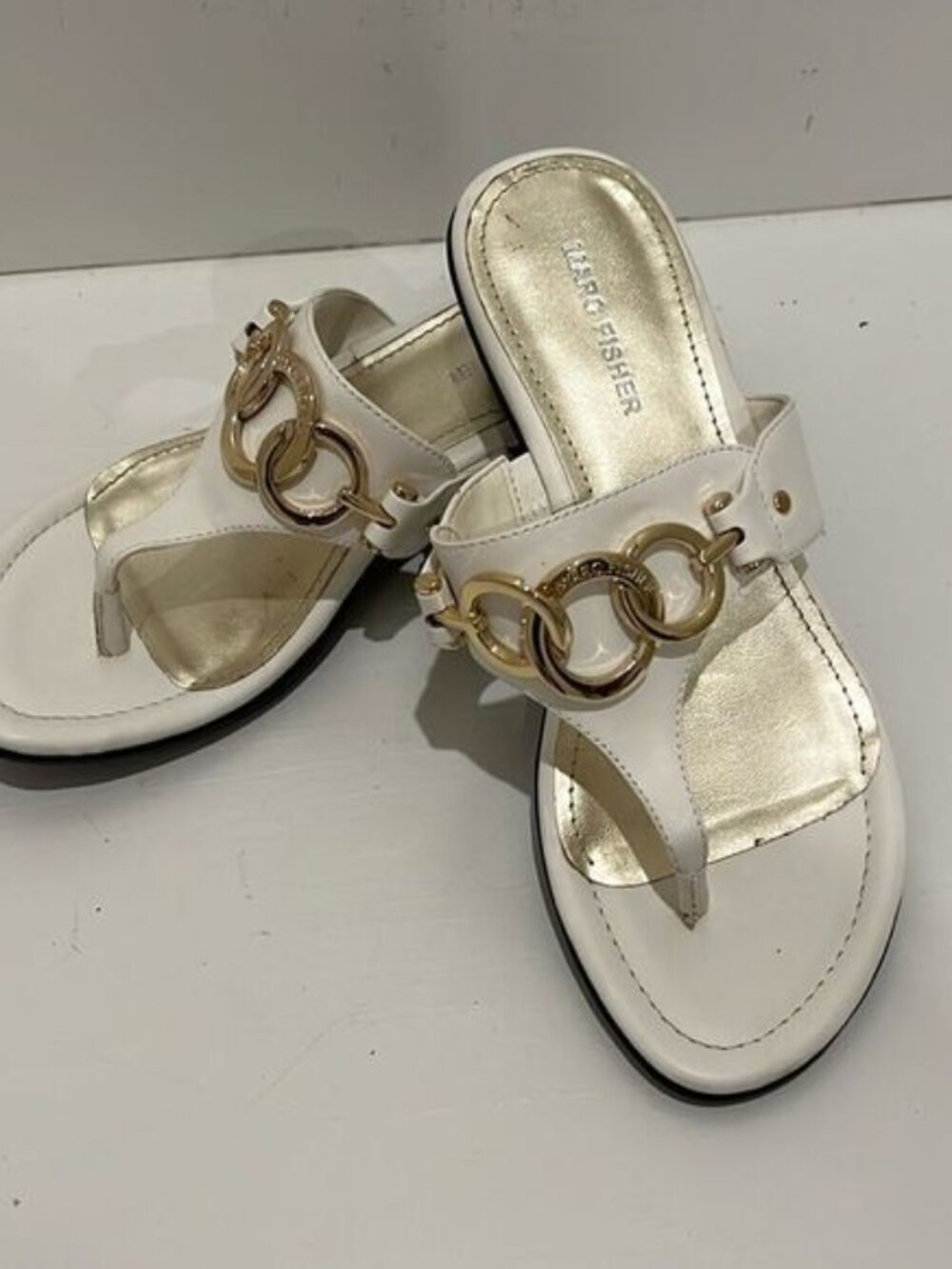Marc Fisher White/Gold Sandals